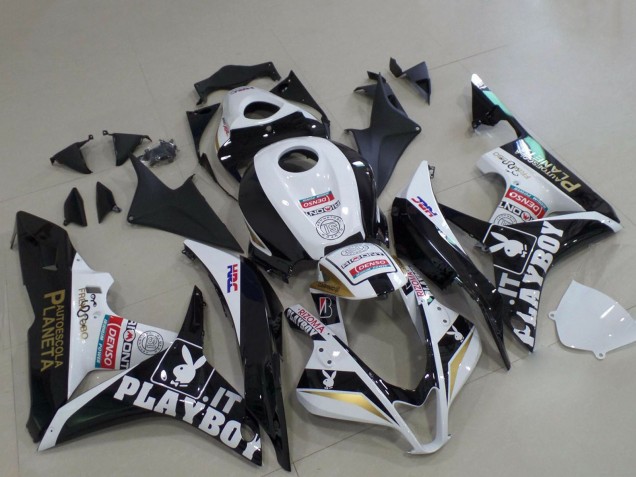 Online Blanco Oro Negro Brillante PlayBoy Carenado Moto Honda CBR600RR 2007-2008