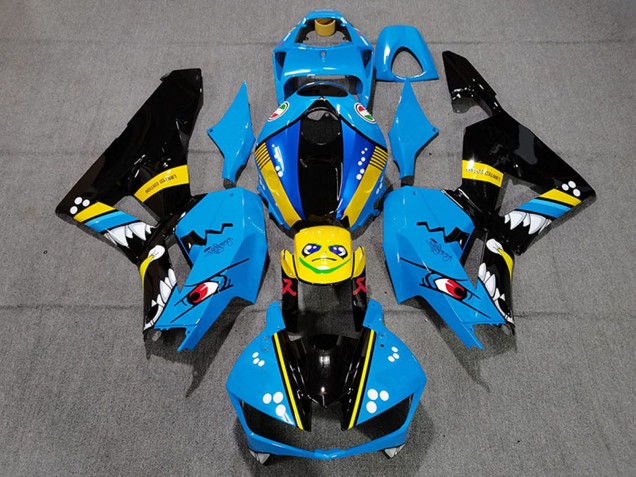 Online Azul Amarillo Negro Brillante Tiburón Carenado Moto Honda CBR600RR 2013-2023
