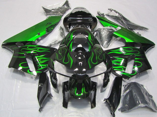 Online Negro Brillante Vibrant Verde Llama Carenado Moto Honda CBR600RR 2005-2006