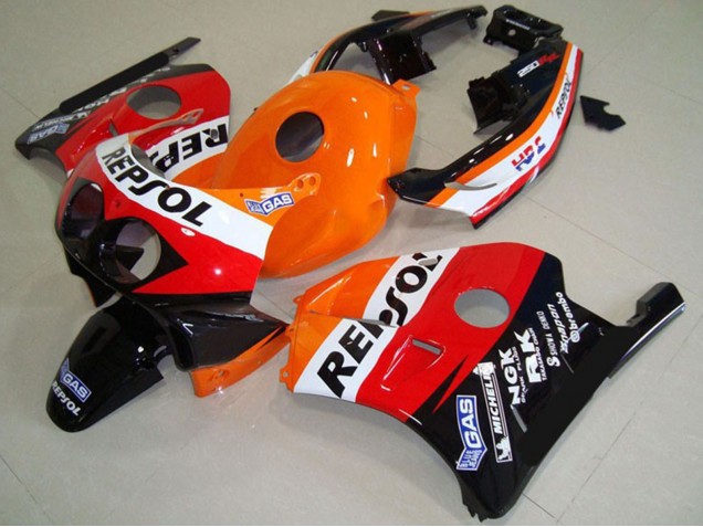 Online Naranja Blanco Rojo Negro Brillante Clásico Repsol Carenado Moto Honda CBR250RR 1990-1998
