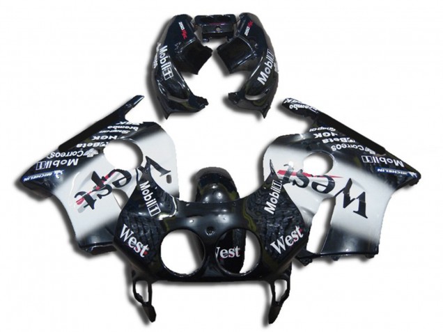 Online Negro Brillante Blanco West Carenado Moto Honda CBR250RR 1990-1998