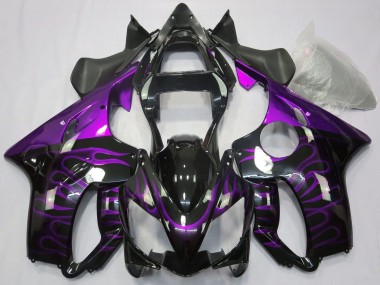 Online Negro Brillante Púrpura Llama Carenado Moto Honda CBR600 F4i 2001-2003