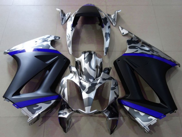 Online Gris Camouflage Azul Negro Mate Carenado Moto Honda VFR 800 2002-2013