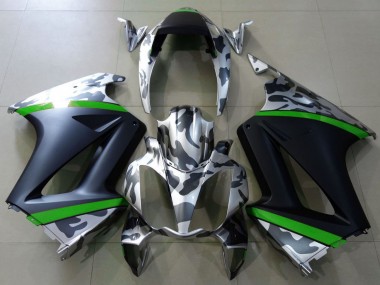 Online Gris Camouflage Verde Negro Mate Carenado Moto Honda VFR 800 2002-2013
