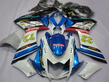 Online Blanco Azul Rojo Negro Motul 22 Carenado Moto Suzuki GSXR 1000 2007-2008