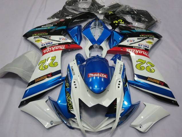 Online Blanco Azul Rojo Negro Motul 22 Carenado Moto Suzuki GSXR 1000 2007-2008