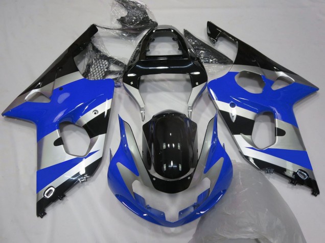 Online Azul Plata Negro OEM Estilo Carenado Moto Suzuki GSXR 1000 2000-2002