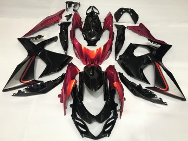 Online Negro Brillante Rojo Carenados Moto Suzuki GSXR 1000 2009-2016