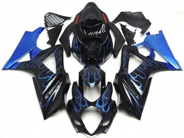 Online Negro Brillante Azul Llama Carenado Moto Suzuki GSXR 1000 2007-2008