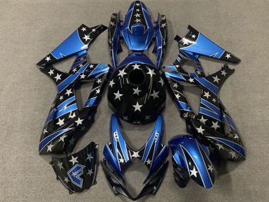 Online Azul Negro Brillante Estrella Carenado Moto Suzuki GSXR 1000 2007-2008