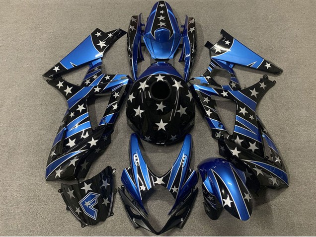 Online Azul Negro Brillante Estrella Carenado Moto Suzuki GSXR 1000 2007-2008