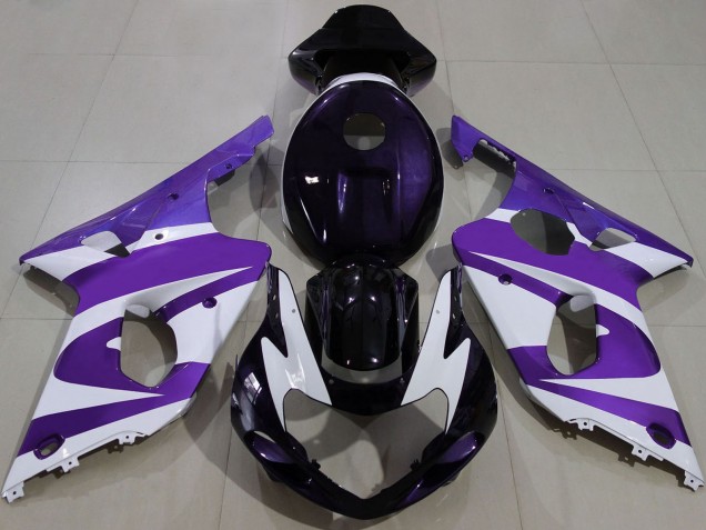 Online Púrpura Blanco Negro Carenado Moto Suzuki GSXR 1000 2000-2002