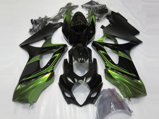 Online Negro Brillante Verde Carenado Moto Suzuki GSXR 1000 2007-2008