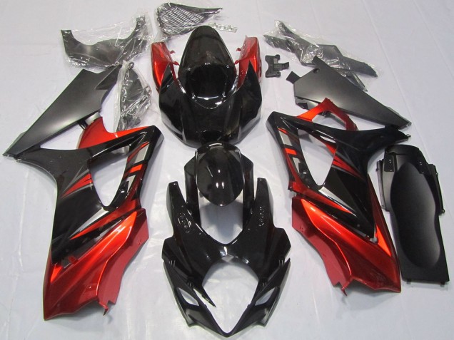 Online Negro Brillante Rojo Carenado Moto Suzuki GSXR 1000 2007-2008