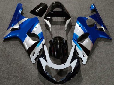 Online Azul Plata Negro Brillante OEM Estilo Carenado Moto Suzuki GSXR 1000 2000-2002