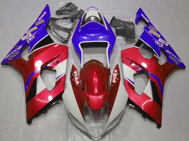Online Rojo Caramelo Blanco Azul Carenado Moto Suzuki GSXR 1000 2003-2004