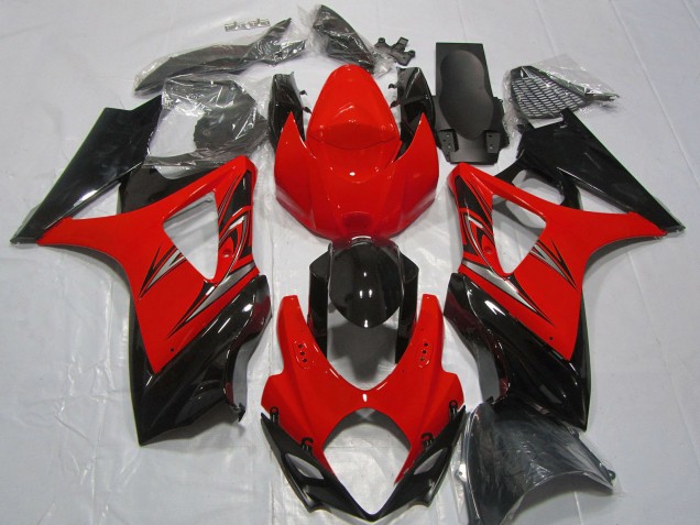 Online Rojo Negro Brillante Carenado Moto Suzuki GSXR 1000 2007-2008