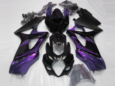 Online Negro Brillante Púrpura Carenado Moto Suzuki GSXR 1000 2007-2008