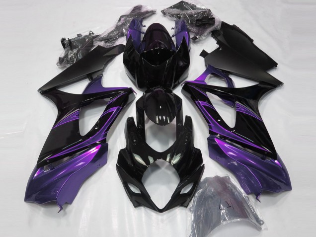 Online Negro Brillante Púrpura Carenado Moto Suzuki GSXR 1000 2007-2008