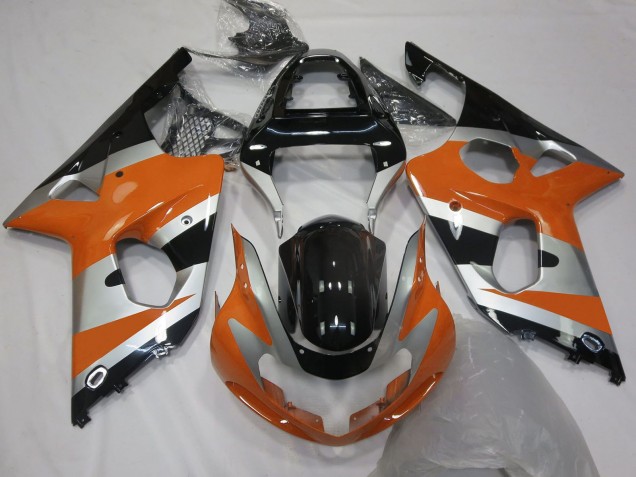 Online Naranja Plata Negro Brillante OEM Estilo Carenado Moto Suzuki GSXR 1000 2000-2002