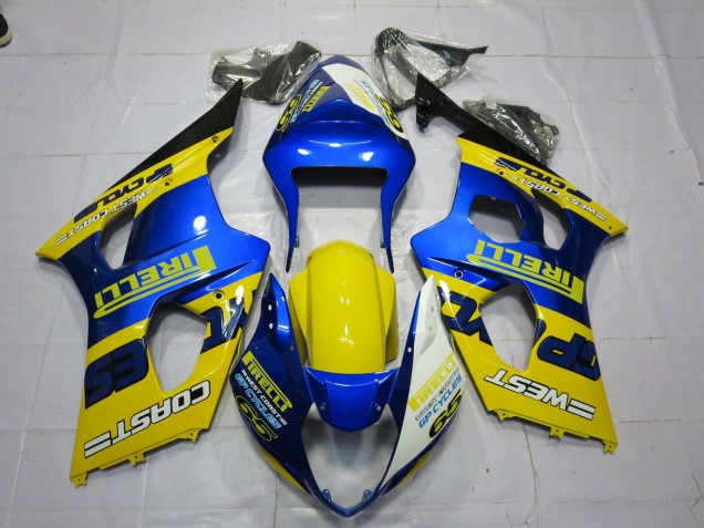 Online Azul Amarillo Negro Pirelli Carenado Moto Suzuki GSXR 1000 2003-2004