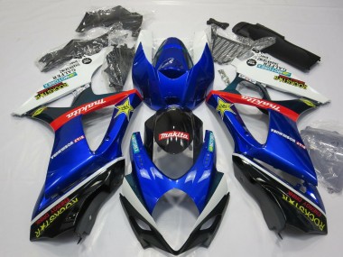 Online Blanco Azul Rojo Negro Rockstar Carenados Moto Suzuki GSXR 1000 2007-2008