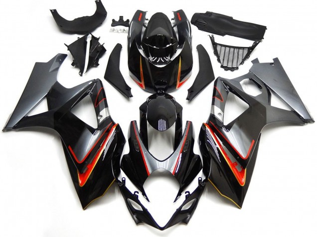 Online Negro Brillante Rojo Plata Carenado Moto Suzuki GSXR 1000 2007-2008