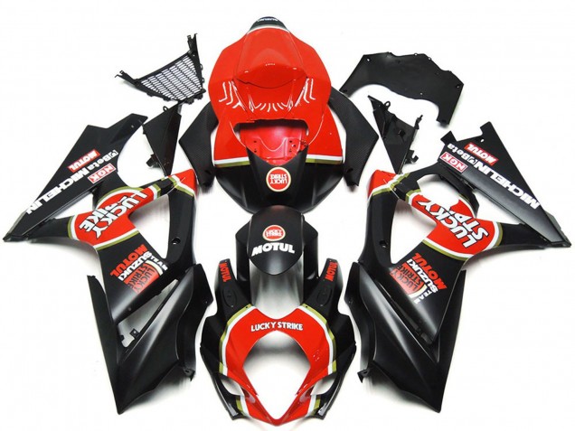 Online Rojo Negro Lucky Strike Carenado Moto Suzuki GSXR 1000 2007-2008
