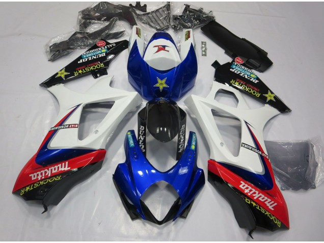 Online Blanco Azul Rojo Negro Rockstar Carenado Moto Suzuki GSXR 1000 2007-2008