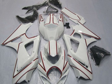 Online Blanco Rojo Pinstripe Carenado Moto Suzuki GSXR 1000 2007-2008