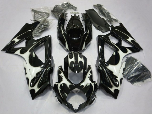 Online Negro Brillante Blanco Carenado Moto Suzuki GSXR 600 / GSXR 750 2008-2010