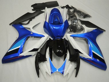 Online Blanco Azul Negro Brillante Raya Carenados Moto Suzuki GSXR 600 / GSXR 750 2006-2007