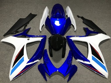 Online Blanco Azul Negro Brillante Kits Carenados Moto Suzuki GSXR 600 / GSXR 750 2006-2007