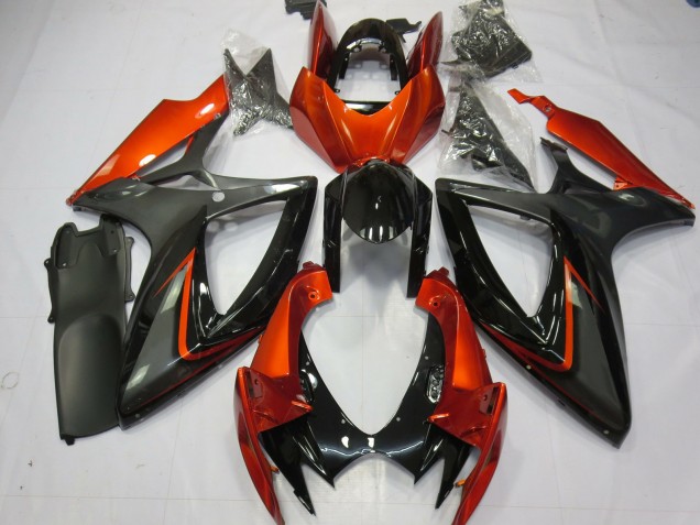 Online Burnt Naranja Gris Negro Brillante Carenado Moto Suzuki GSXR 600 / GSXR 750 2006-2007