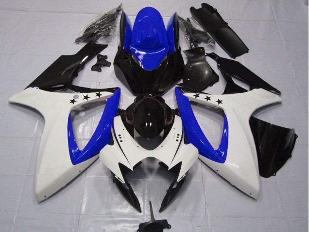 Online Blanco Azul Negro Brillante Estrella Carenado Moto Suzuki GSXR 600 / GSXR 750 2006-2007