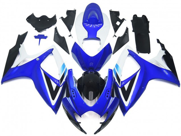 Online Blanco Azul Negro Brillante OEM Estilo Kits Carenados Moto Suzuki GSXR 600 / GSXR 750 2006-2007