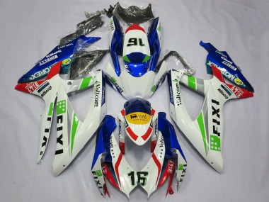 Online Blanco Azul Verde Amarillo Rojo Fixi 16 Carenado Moto Suzuki GSXR 600 / GSXR 750 2008-2010