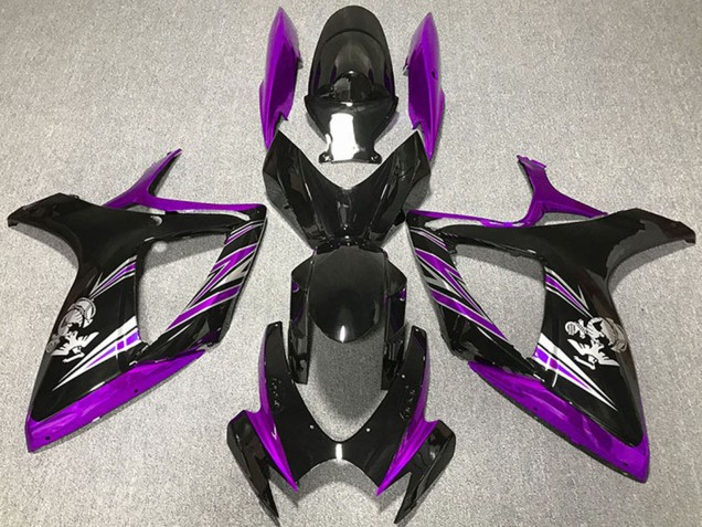 Online Púrpura Negro Brillante Carenados Moto Suzuki GSXR 600 / GSXR 750 2006-2007
