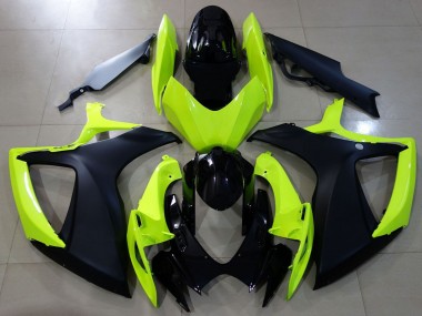 Online Neon Amarillo Negro Brillante Negro Mate Carenado Moto Suzuki GSXR 600 / GSXR 750 2006-2007