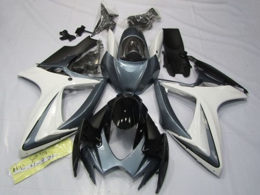 Online Blanco Gris Negro Brillante Carenado Moto Suzuki GSXR 600 / GSXR 750 2006-2007