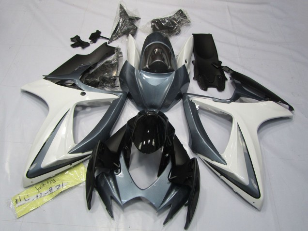 Online Blanco Gris Negro Brillante Carenado Moto Suzuki GSXR 600 / GSXR 750 2006-2007
