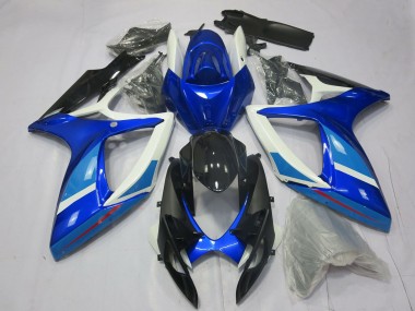 Online Blanco Azul Negro Brillante Carenados Moto Suzuki GSXR 600 / GSXR 750 2006-2007