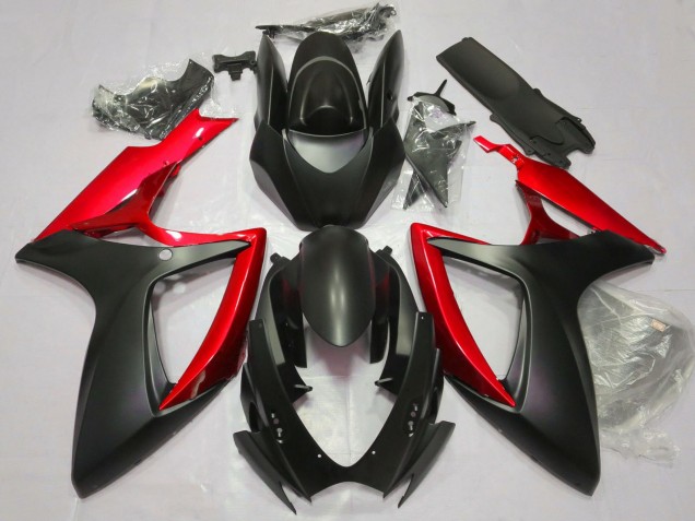Online Negro Mate Rojo Carenado Moto Suzuki GSXR 600 / GSXR 750 2006-2007