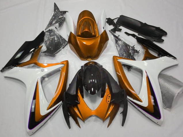 Online Naranja Blanco Negro Brillante Carenado Moto Suzuki GSXR 600 / GSXR 750 2006-2007