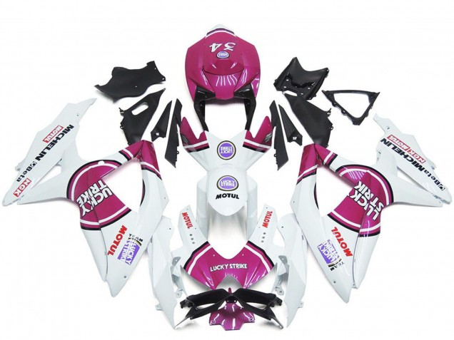 Online Blanco Rosa Motul Lucky Strike 34 Carenado Moto Suzuki GSXR 600 / GSXR 750 2008-2010