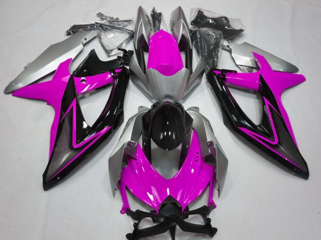 Online Plata Rosa Negro Brillante Carenado Moto Suzuki GSXR 600 / GSXR 750 2008-2010