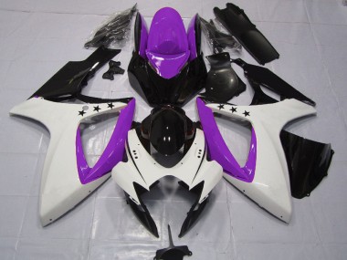 Online Púrpura Blanco Negro Brillante Estrella Carenado Moto Suzuki GSXR 600 / GSXR 750 2006-2007