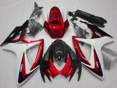 Online Blanco Rojo Negro Brillante Carenado Moto Suzuki GSXR 600 / GSXR 750 2006-2007