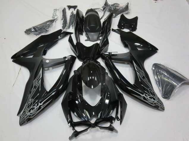 Online Negro Brillante Plata Carenado Moto Suzuki GSXR 600 / GSXR 750 2008-2010