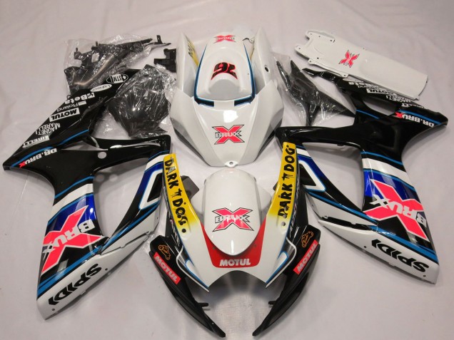 Online Blanco Rojo Azul Amarillo Dark Dog X 76 BRUX Carenado Moto Suzuki GSXR 600 / GSXR 750 2006-2007